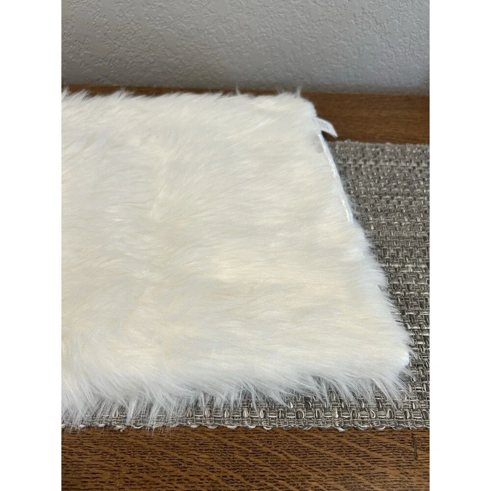 Pier One Table Runner White Faux Fur Holiday Christmas Elegant 70” X 14”